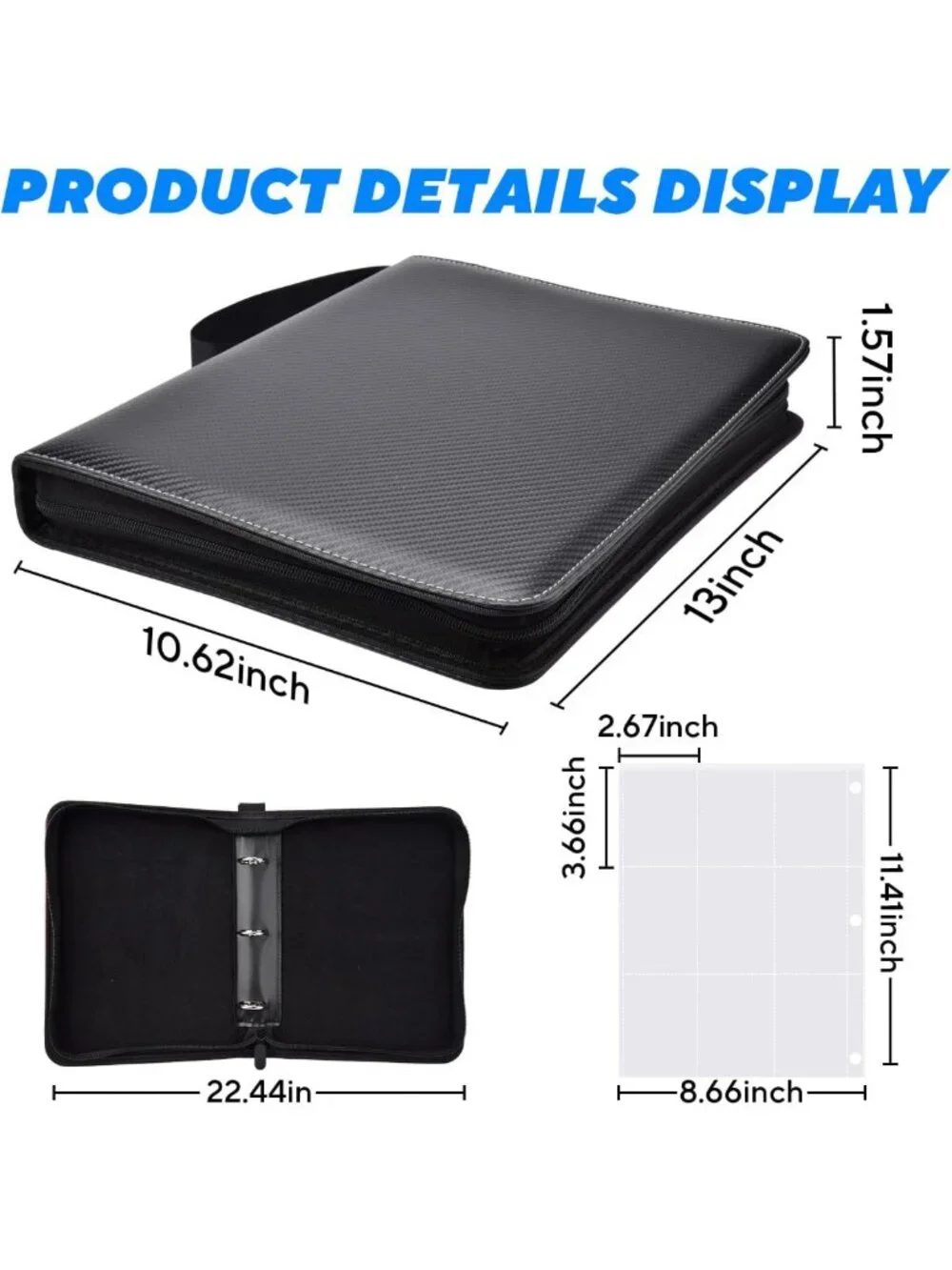 Portable 9-Pocket Trading Card Binder - Holds 1080 Cards, Ideal for Collectors